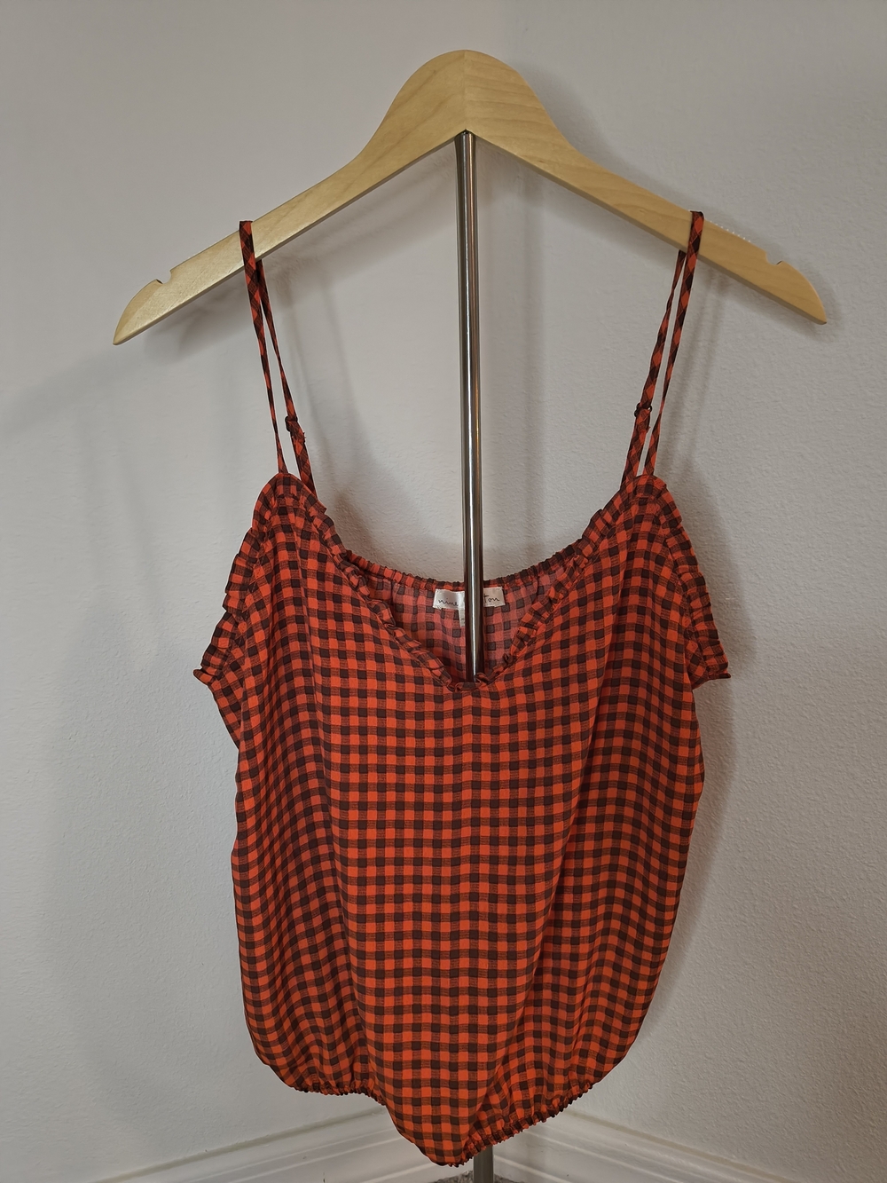 nine britton Red and Black Gingham Spaghetti Strap Cami